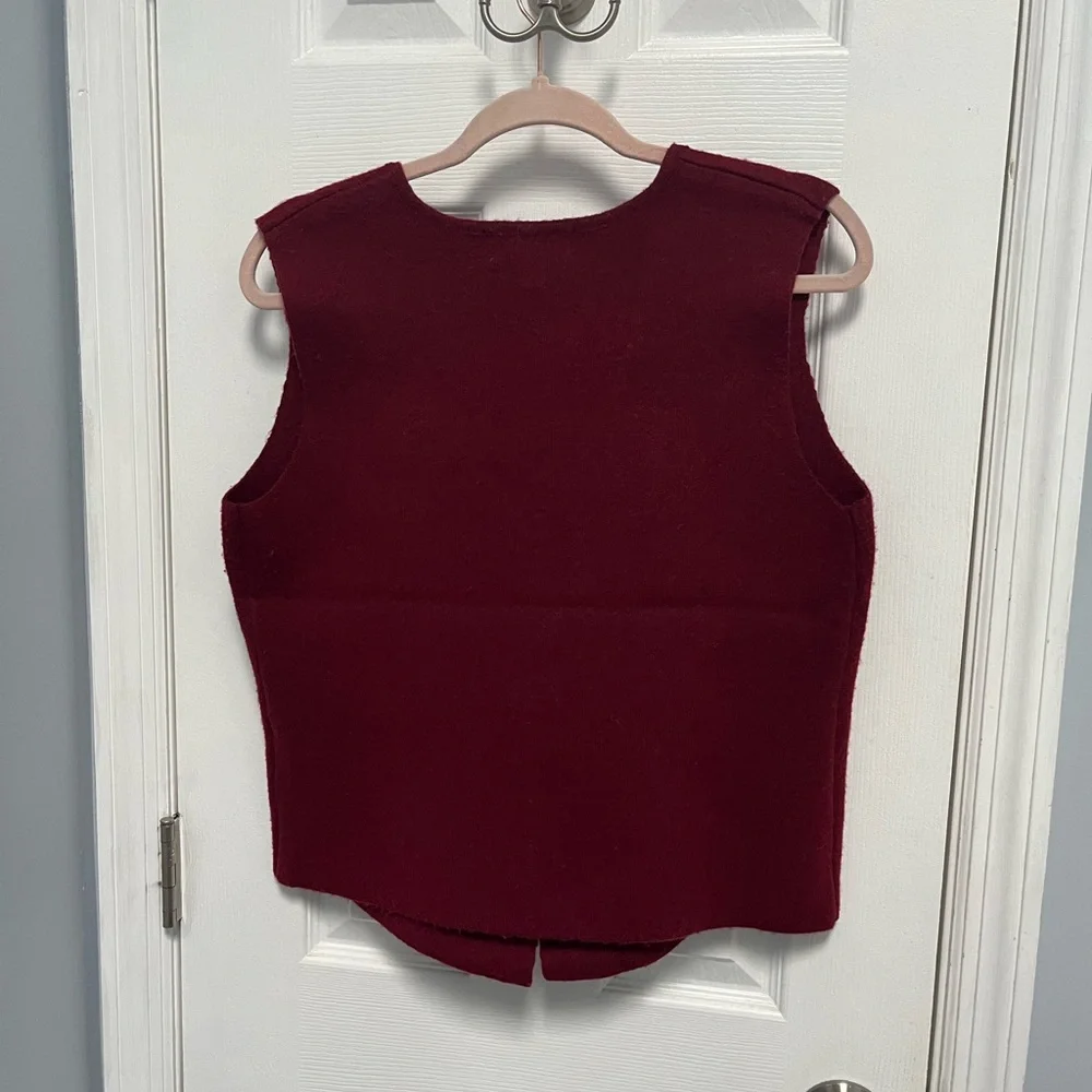Jason Wu Women's Sweater Vest Novelty Buttons Oxblood wool Blend Medium NWT